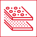 Red geometric logo with interlocking shapes.